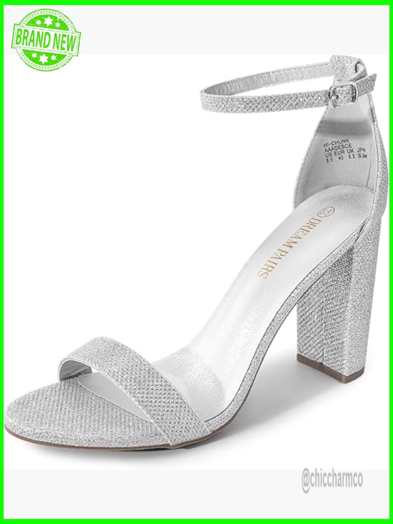 Hi-Chunk Heeled Sandals With Ankle Strap, Open Toe, 4" Heel
